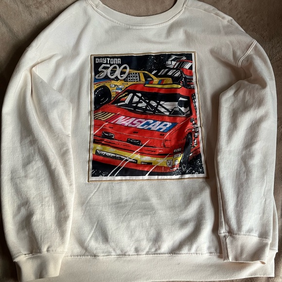 Vintage NASCAR Daytona 500 Cream Crewneck Sweatshirt XL - Picture 2 of 5